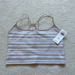 Gilly Hicks Tan Stripped Crossback Cami, Size Medium